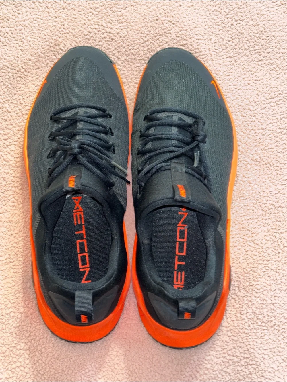 Nike Men’s Black and Bright Orange Training Sneakers